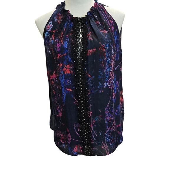 Elie Tahari Tops - Elie Tahari Bessie Sleeveless Blouse 100% Silk Women's Size XS Dark Romantic